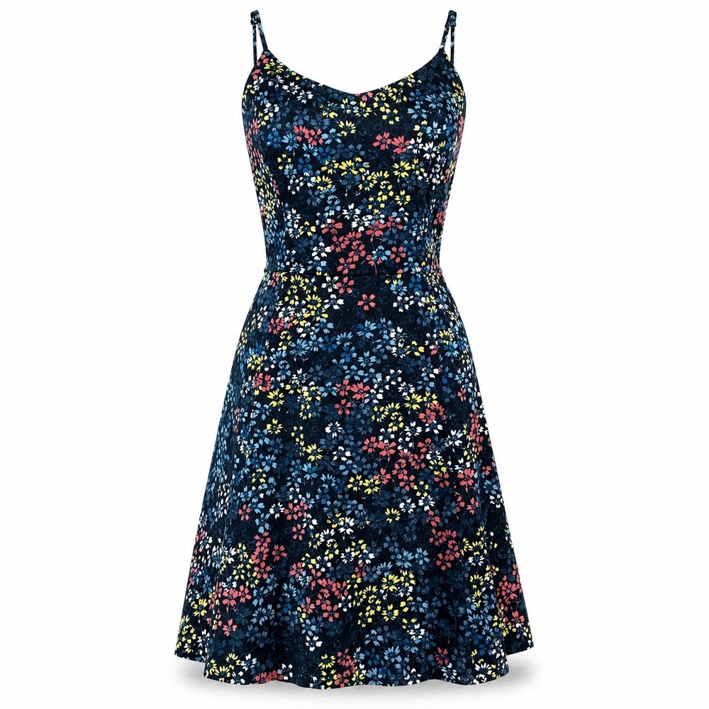 Banana Republic Floral Dress 12 Fit Flare Racerback Cottagecore Dark Academia